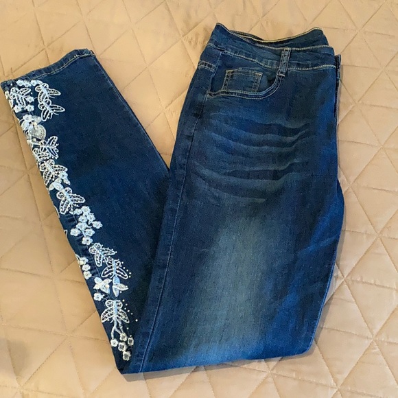 Denim - Embellished Skinny Jeans